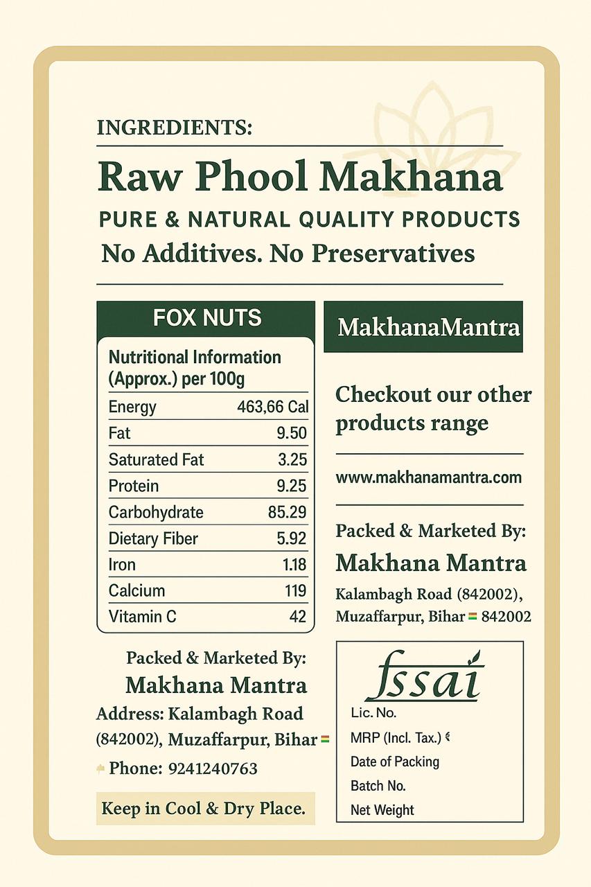 Premium unflavoured Makhana – Healthy & Crunchy Fox Nuts Snack